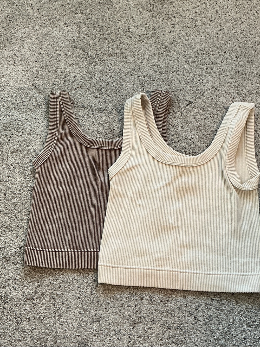 New Zenana Outfitters Bundle of 2 Ribbed Tank Tops ~ Cream and Brown